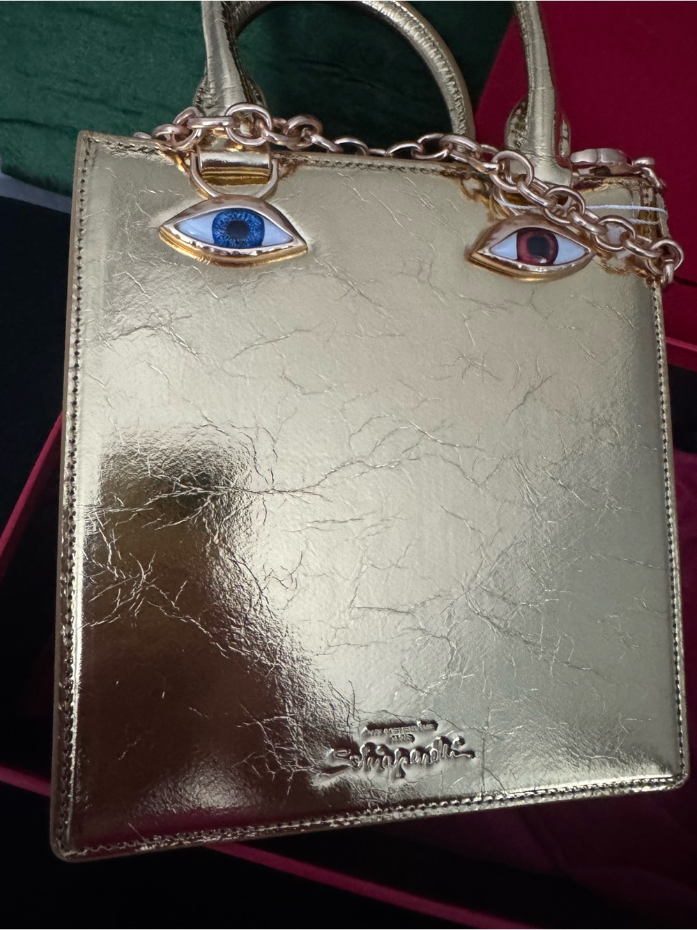 Schiaparelli Inspired Gold Face Anatomy Accent Structured bag - Picture 3 of 13